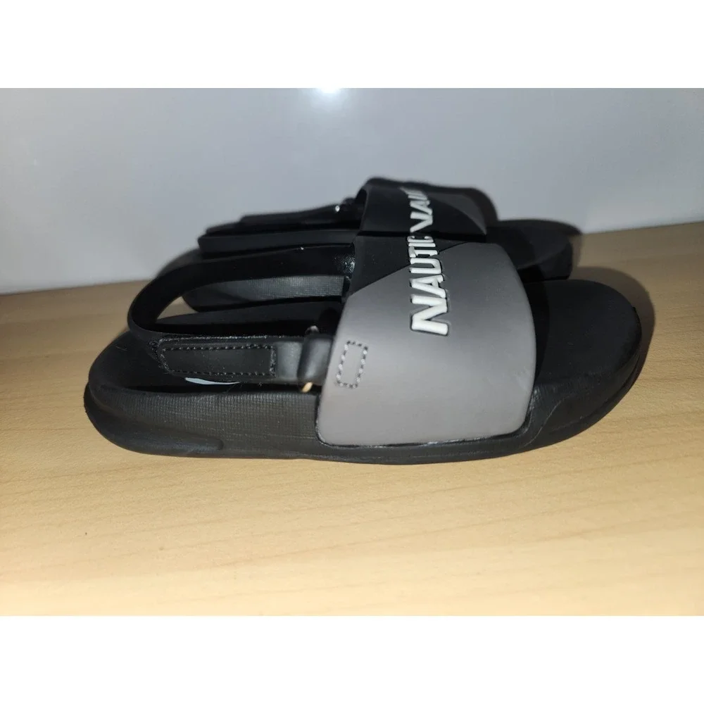 Nautica Black/White/Gray Toddler Boy Sandals/Slides Size 8~RARE HARD‎ TO FIND